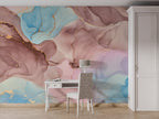 Pink and Blue Ink Wallpaper : Pastel Alcohol Ink Mural
