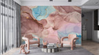Pink and Blue Ink Wallpaper : Pastel Alcohol Ink Mural - View 4