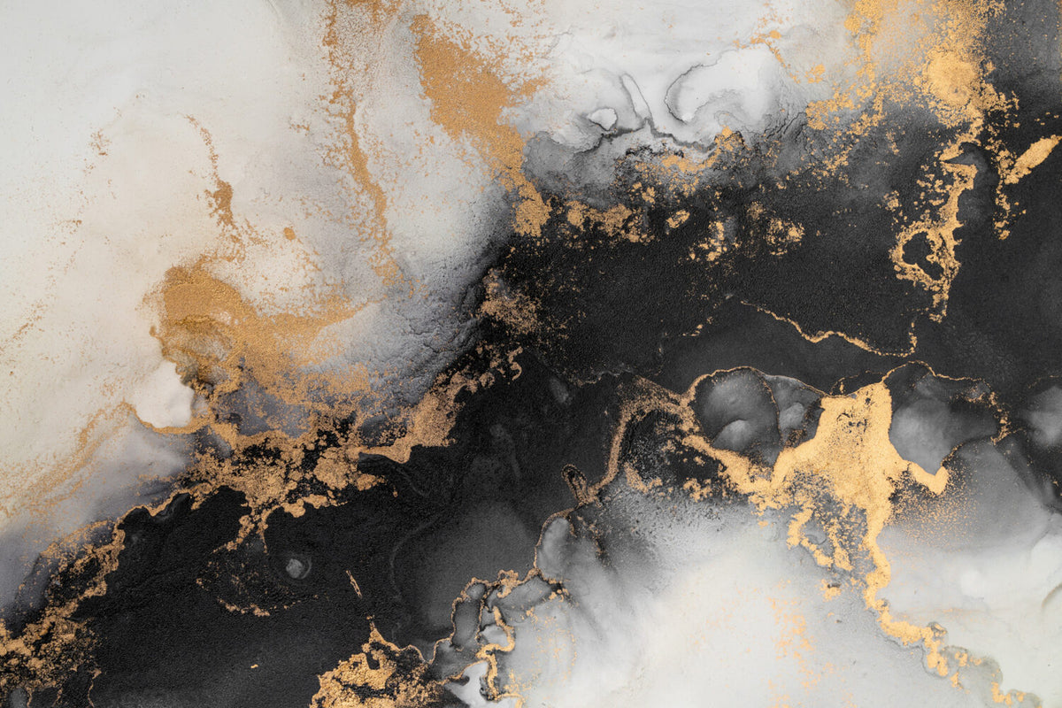 Black Gold Ink Wallpaper : Abstract Marble with Gold Mural - flat design
