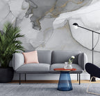 Grey Ink Marble Wallpaper : Soft Gold Dust Mural - View 2