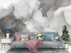 Grey Ink Marble Wallpaper : Soft Gold Dust Mural