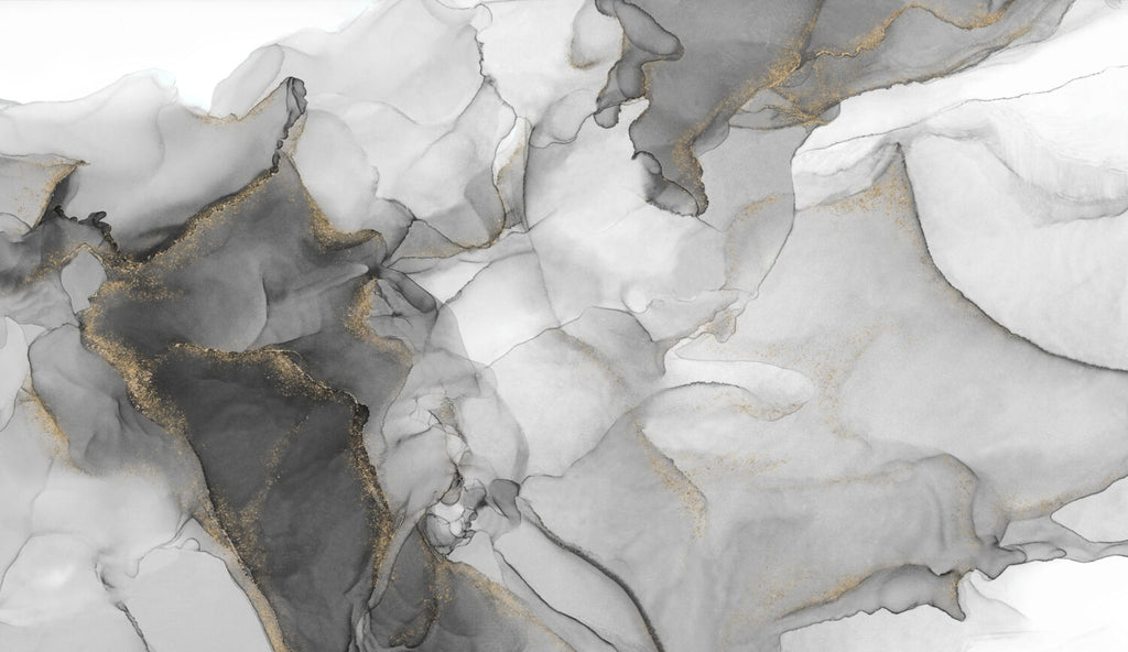 Grey Ink Marble Wallpaper : Soft Gold Dust Mural - flat design