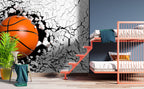 3D Basketball Wallpaper : Ball Breaking Through Wall Mural - View 4