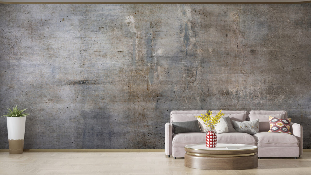 Raw Concrete Wallpaper : Grey Industrial Wall Mural - View 2