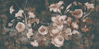 Vintage Lily and Rose Wallpaper : Blush Flowers on Teal Mural - flat design