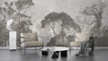 Grey Misty Trees Wallpaper : Soft Forest Silhouette Mural