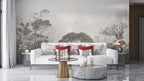 Grey Misty Trees Wallpaper : Soft Forest Silhouette Mural - View 2