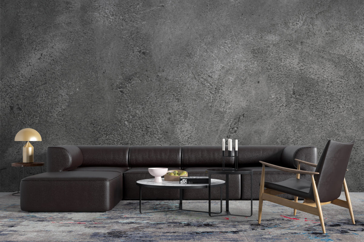 Dark Grey Concrete Wallpaper : Smooth Cement Texture Mural - View 3
