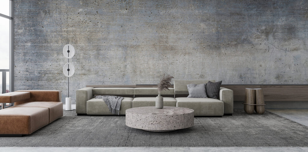 Aged Concrete Wallpaper : Grey and Blue Weathered Wall Mural - View 2
