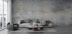 Aged Concrete Wallpaper : Grey and Blue Weathered Wall Mural - View 3