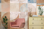 Vintage Geometric Wallpaper : Distressed Arc and Dot Tile Mural