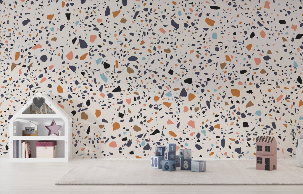 Terrazzo Wallpaper : Colorful Stone Chip Pattern Mural - View 2