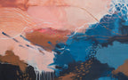 Coral and Navy Brush Wallpaper : Abstract Canvas Painting Mural - flat design