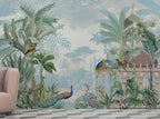 Tropical Pavilion Wallpaper : Peacock and Birds Garden Mural