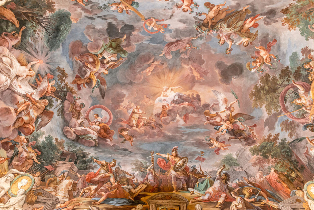 Baroque Fresco Wallpaper : Classical Ceiling Painting Mural - flat design