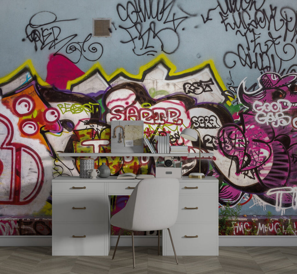 Street Graffiti Wallpaper : Colorful Spray Paint Wall Mural - View 2