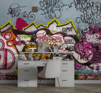 Street Graffiti Wallpaper : Colorful Spray Paint Wall Mural - View 2