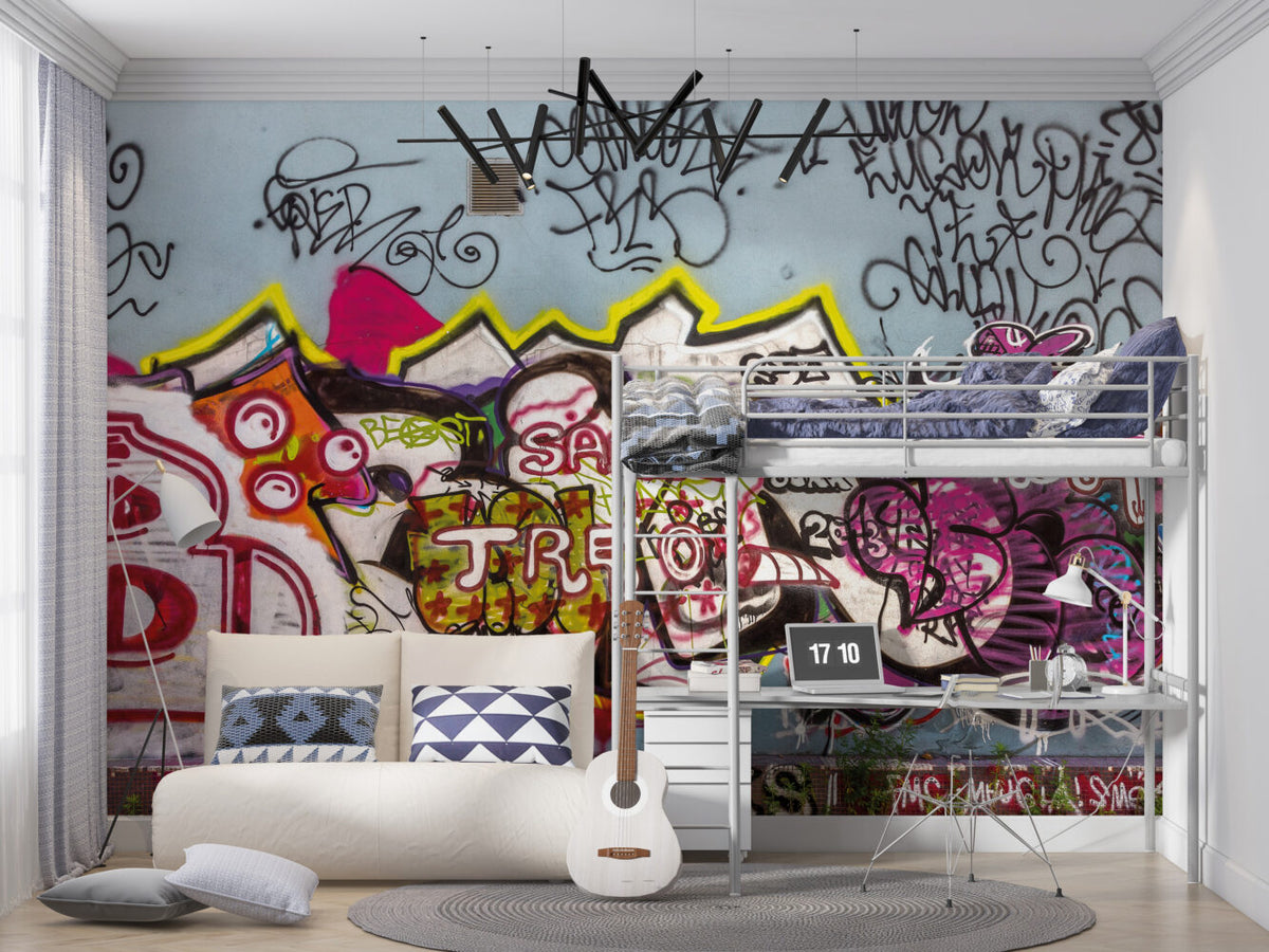 Street Graffiti Wallpaper : Colorful Spray Paint Wall Mural