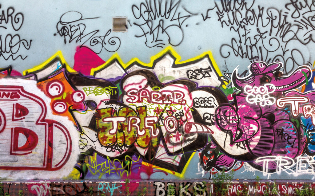 Street Graffiti Wallpaper : Colorful Spray Paint Wall Mural - flat design