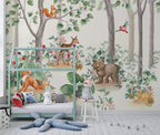 Woodland Fawn Wallpaper : Cute Forest Animals Kids Mural - View 3
