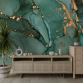 Green Gold Marble Wallpaper : Emerald Alcohol Ink Mural