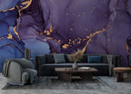 Purple Alcohol Ink Wallpaper : Blue and Violet Gold Marble Mural