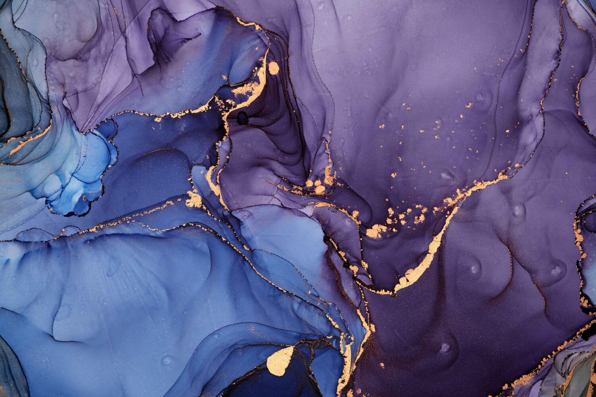 Purple Alcohol Ink Wallpaper : Blue and Violet Gold Marble Mural - flat design