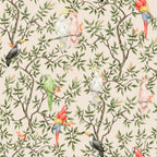 Tropical Bird Branch Wallpaper : Parrots and Cockatoos Pattern Mural - flat design