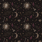 Celestial Sun and Moon Wallpaper : Dark Mystical Pattern Mural - flat design