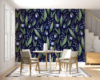 Snowdrop Wallpaper : Navy Lily of the Valley Pattern - View 3