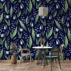 Snowdrop Wallpaper : Navy Lily of the Valley Pattern - View 4