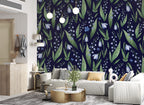 Snowdrop Wallpaper : Navy Lily of the Valley Pattern
