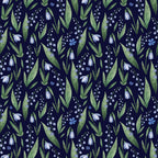 Snowdrop Wallpaper : Navy Lily of the Valley Pattern - View 2