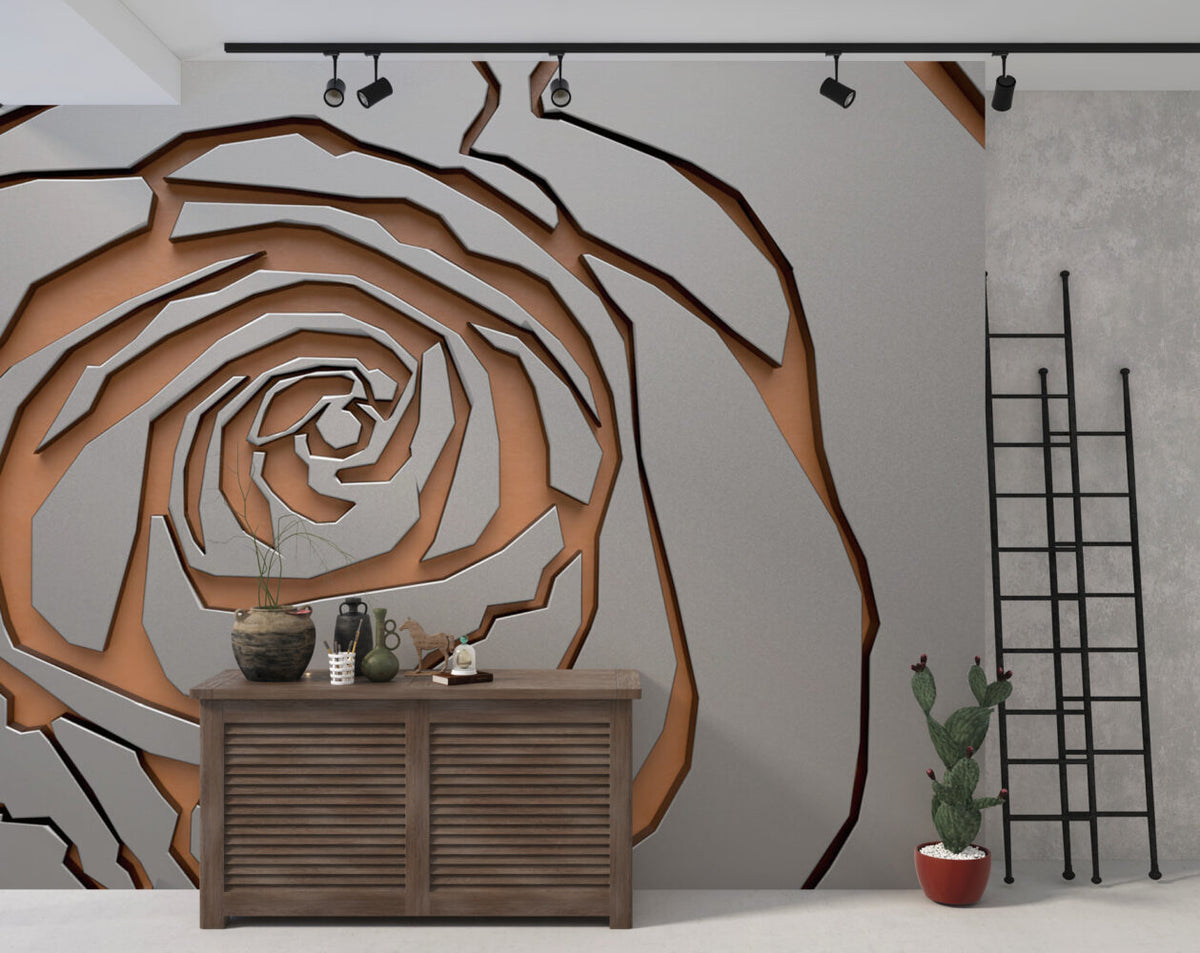 3D Rose Cut Out Wallpaper : Mink Paper Rose Mural - View 2