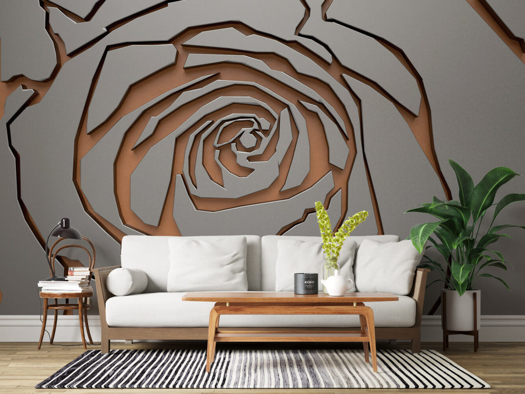 3D Rose Cut Out Wallpaper : Mink Paper Rose Mural - View 4