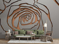 3D Rose Cut Out Wallpaper : Mink Paper Rose Mural