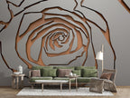 3D Rose Cut Out Wallpaper : Mink Paper Rose Mural