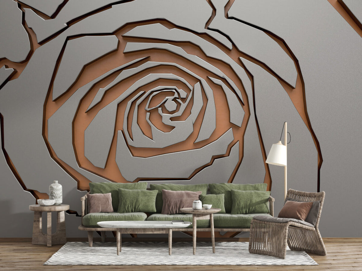 3D Rose Cut Out Wallpaper : Mink Paper Rose Mural