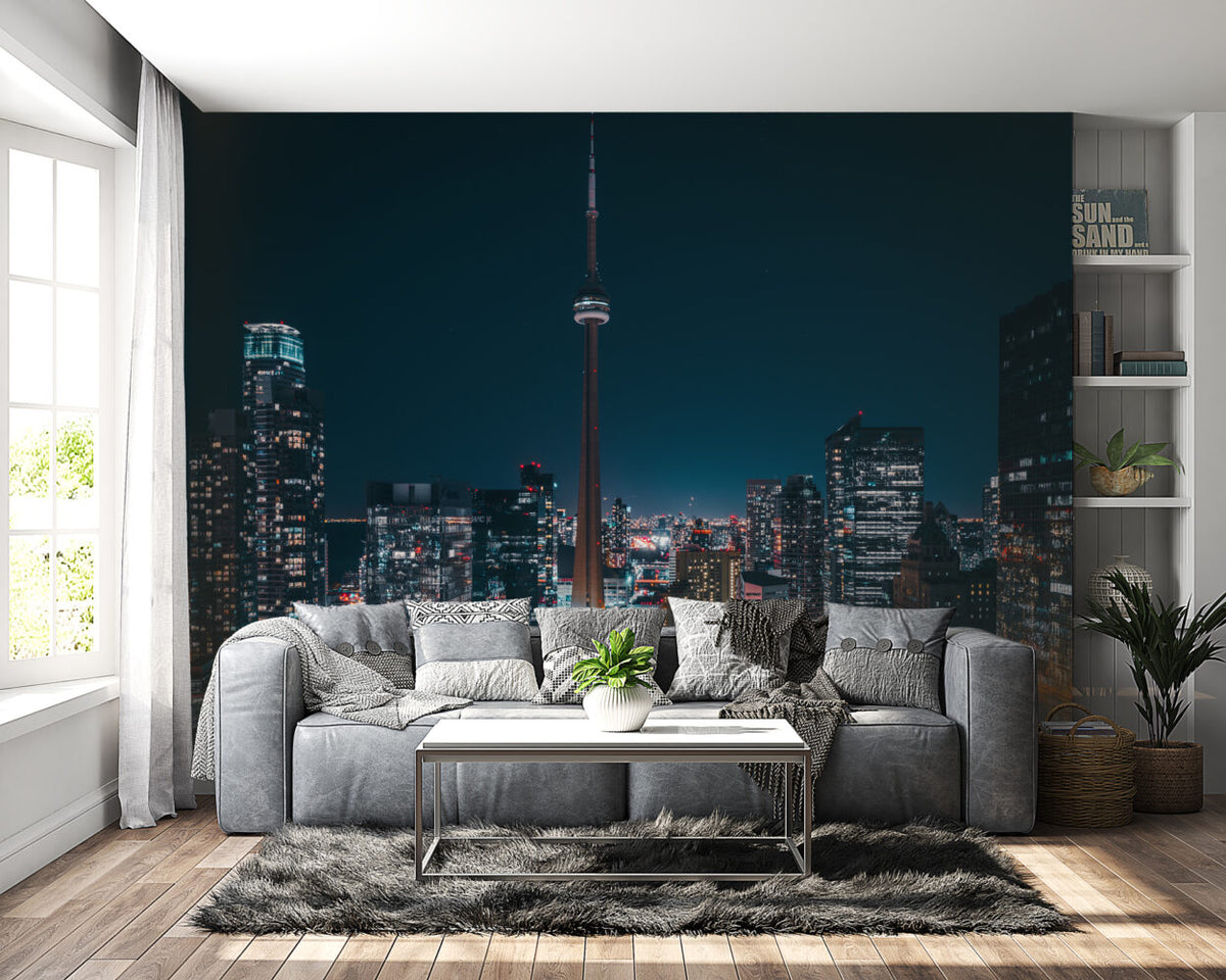 Toronto Skyline Wallpaper : Night City Lights Mural - View 5