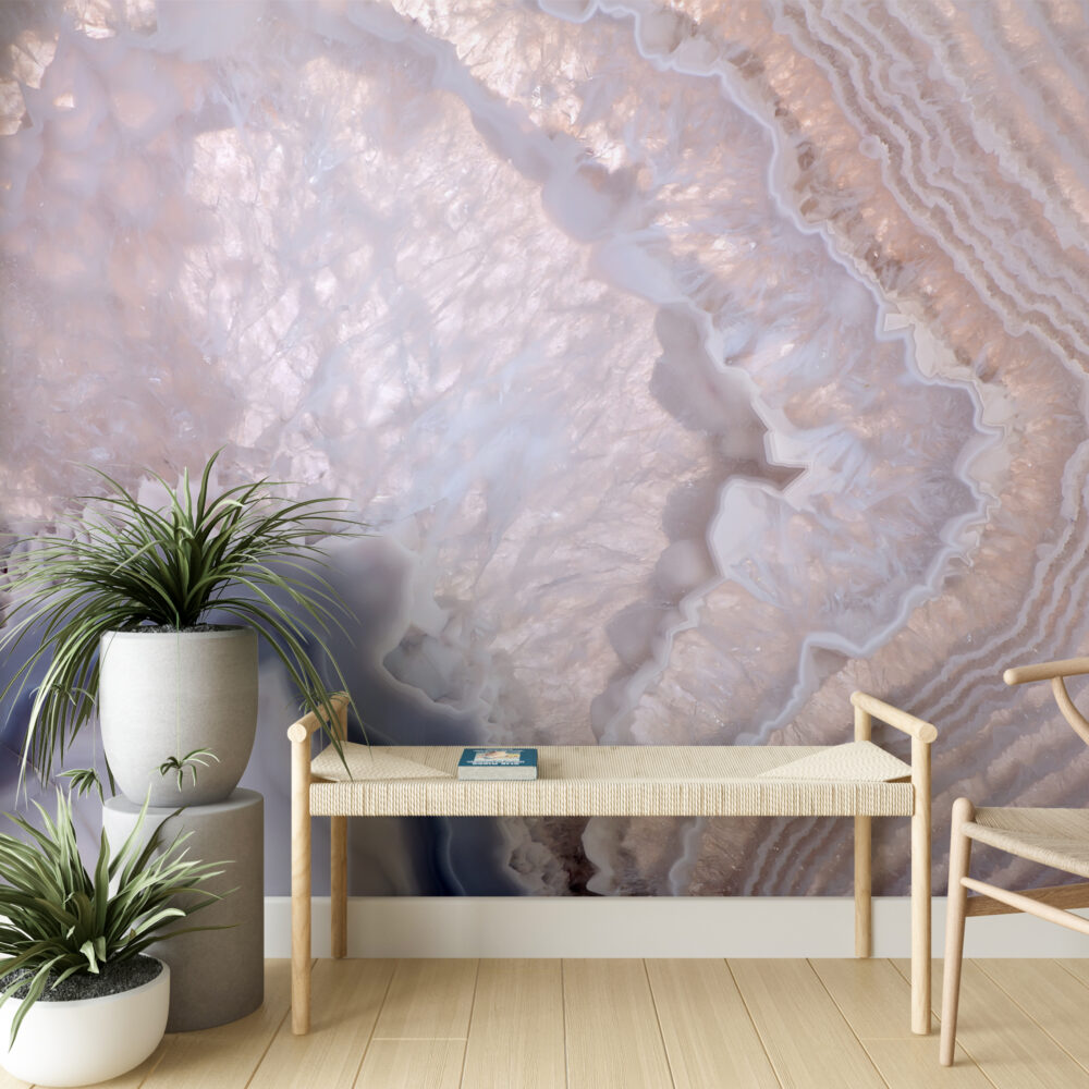 Quartz Crystal Wallpaper : Lilac Gemstone Texture Mural - View 6