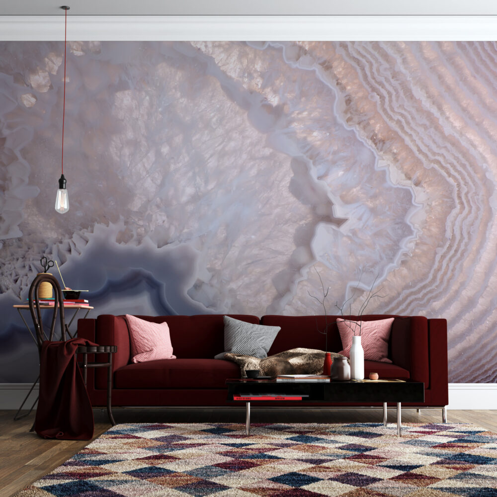 Quartz Crystal Wallpaper : Lilac Gemstone Texture Mural - View 4