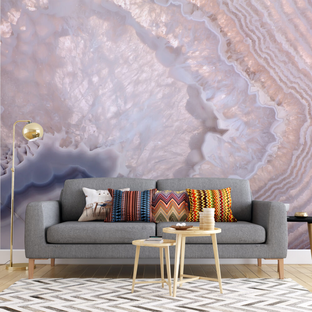Quartz Crystal Wallpaper : Lilac Gemstone Texture Mural