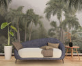 Misty Rainforest Wallpaper : Tropical Palms Fog Mural