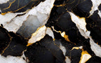 Gold Vein Black Marble Wallpaper : Cracked Stone Mural - flat design
