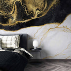 Black and White Gold Marble Wallpaper : Abstract Stone Mural - View 2