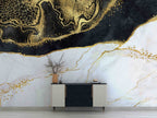 Black and White Gold Marble Wallpaper : Abstract Stone Mural - View 3