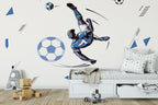 Soccer Player Wallpaper : Blue Bicycle Kick Kids Mural - View 6
