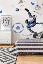 Soccer Player Wallpaper : Blue Bicycle Kick Kids Mural