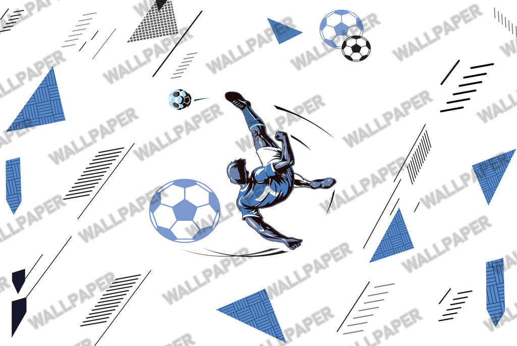 Soccer Player Wallpaper : Blue Bicycle Kick Kids Mural - View 2