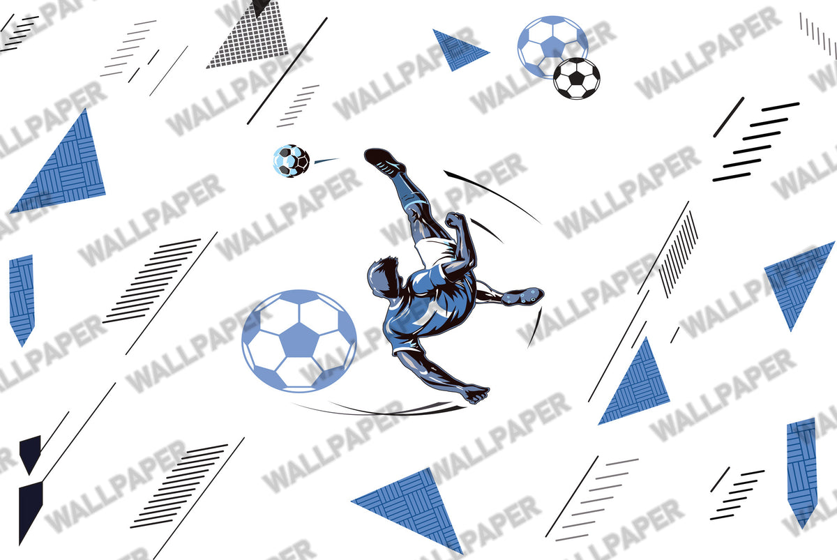 Soccer Player Wallpaper : Blue Bicycle Kick Kids Mural - View 2